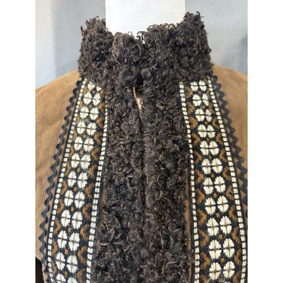 Vintage 70s Leather Penny‎ Lane Coat Embroidered Size S Hippie Boho Dan Di Modes - Picture 3 of 16